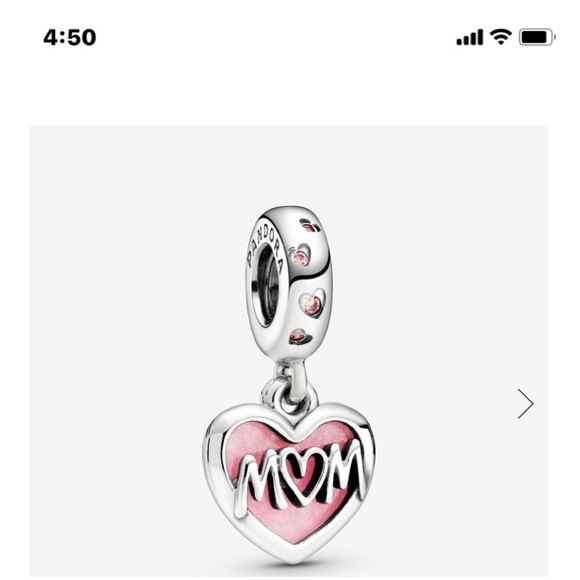 💗BEAUTIFUL PINK DANGLE CHARM W/SILVER MOM SCRIPT-FiITS ALL PANDORA BRACELETS 💗 - Picture 4 of 6